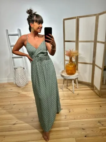 Vestido Largo Estampado ARINOE Verde