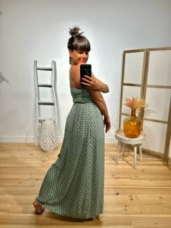 Vestido Largo Estampado ARINOE Verde