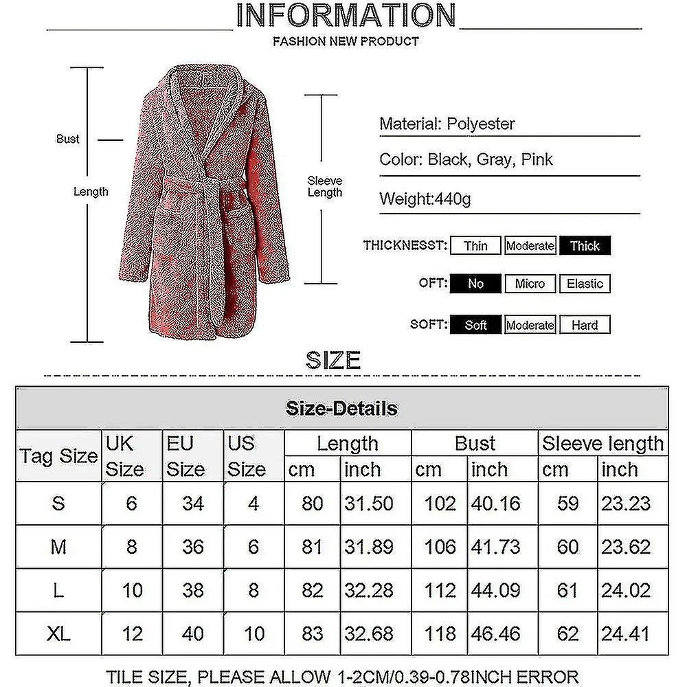 WOMEN SOFT PLUSH FLEECE ROBE HOODED MID LENGTH POCKET BATHROBESKY BLUE