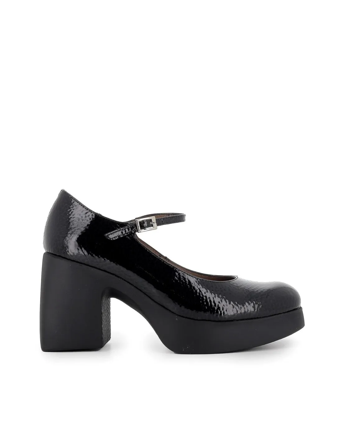 Zapato de correa plataforma charol negro Wonders