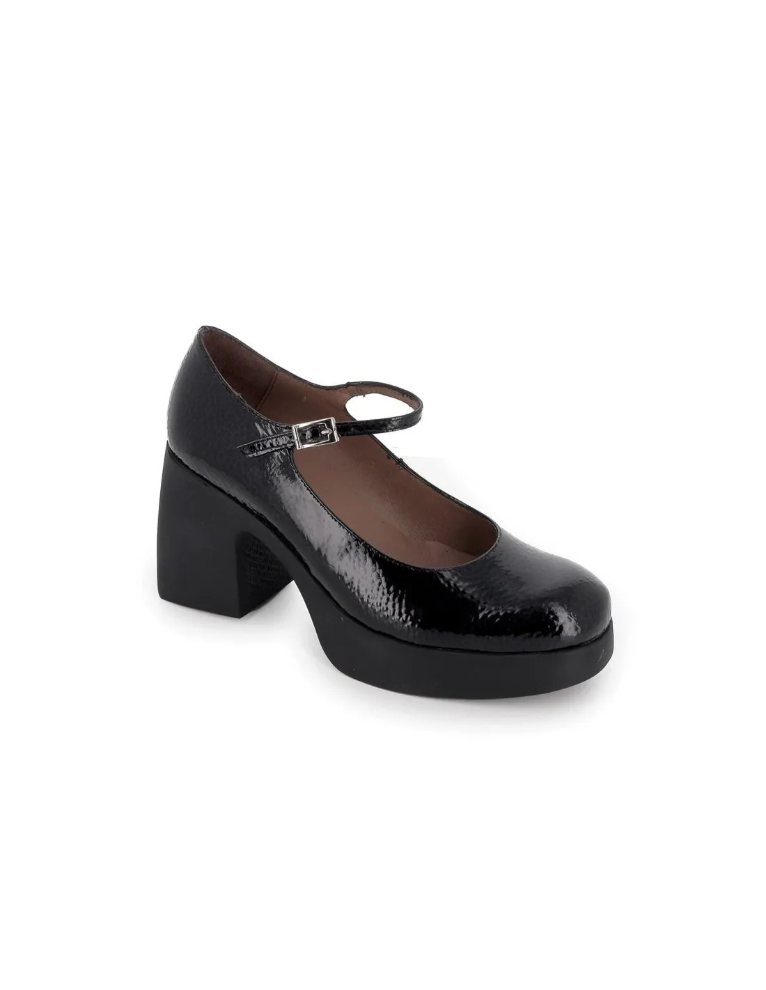Zapato de correa plataforma charol negro Wonders