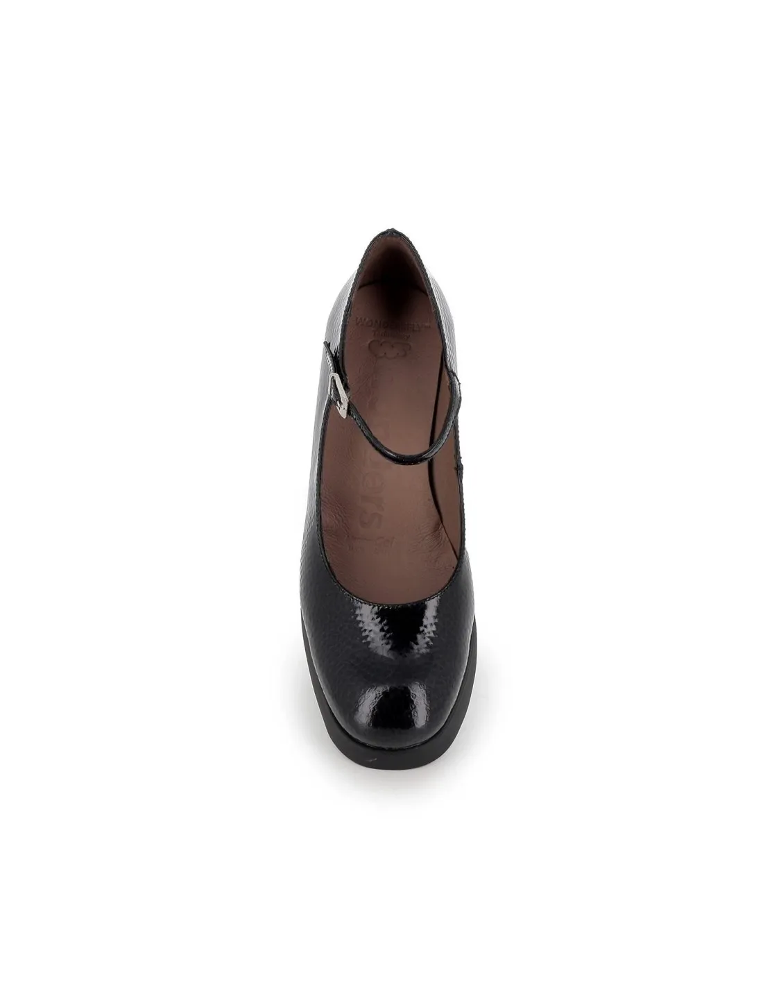 Zapato de correa plataforma charol negro Wonders