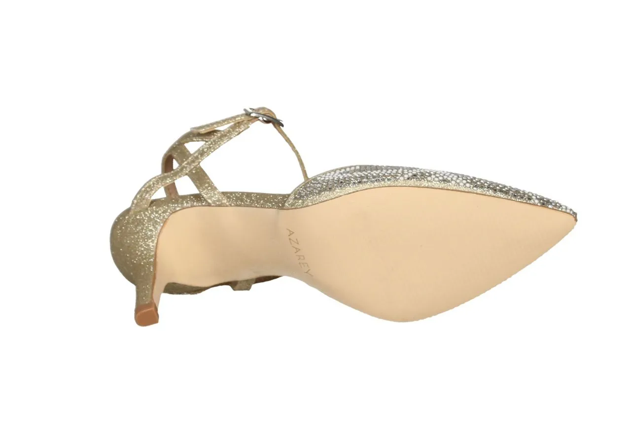 Zapato Talon Descubierto Glitter Oro Pala Brillantes